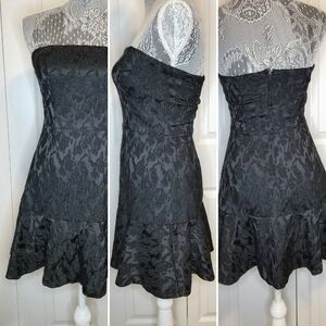 Black strapless mini cocktail dress